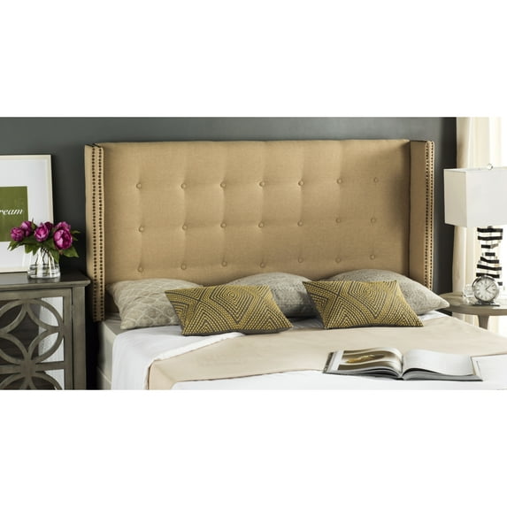 SAFAVIEH Keegan Winged Tufted Headboard with Nail Heads, Twin, Sandstone