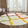 thumbnail image 1 of SAFAVIEH Keeleigh Geometric Quatrefoil Kids Shag Area Rug, Ivory/Multi, 6'7" x 6'7" Round, 1 of 3