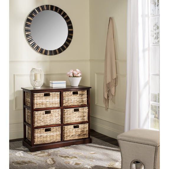 SAFAVIEH Keenan Nautical 6 Wicker Basket Storage Chest, Cherry
