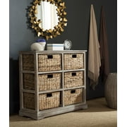 SAFAVIEH Keenan Nautical 6 Wicker Basket Storage Chest, Vintage White
