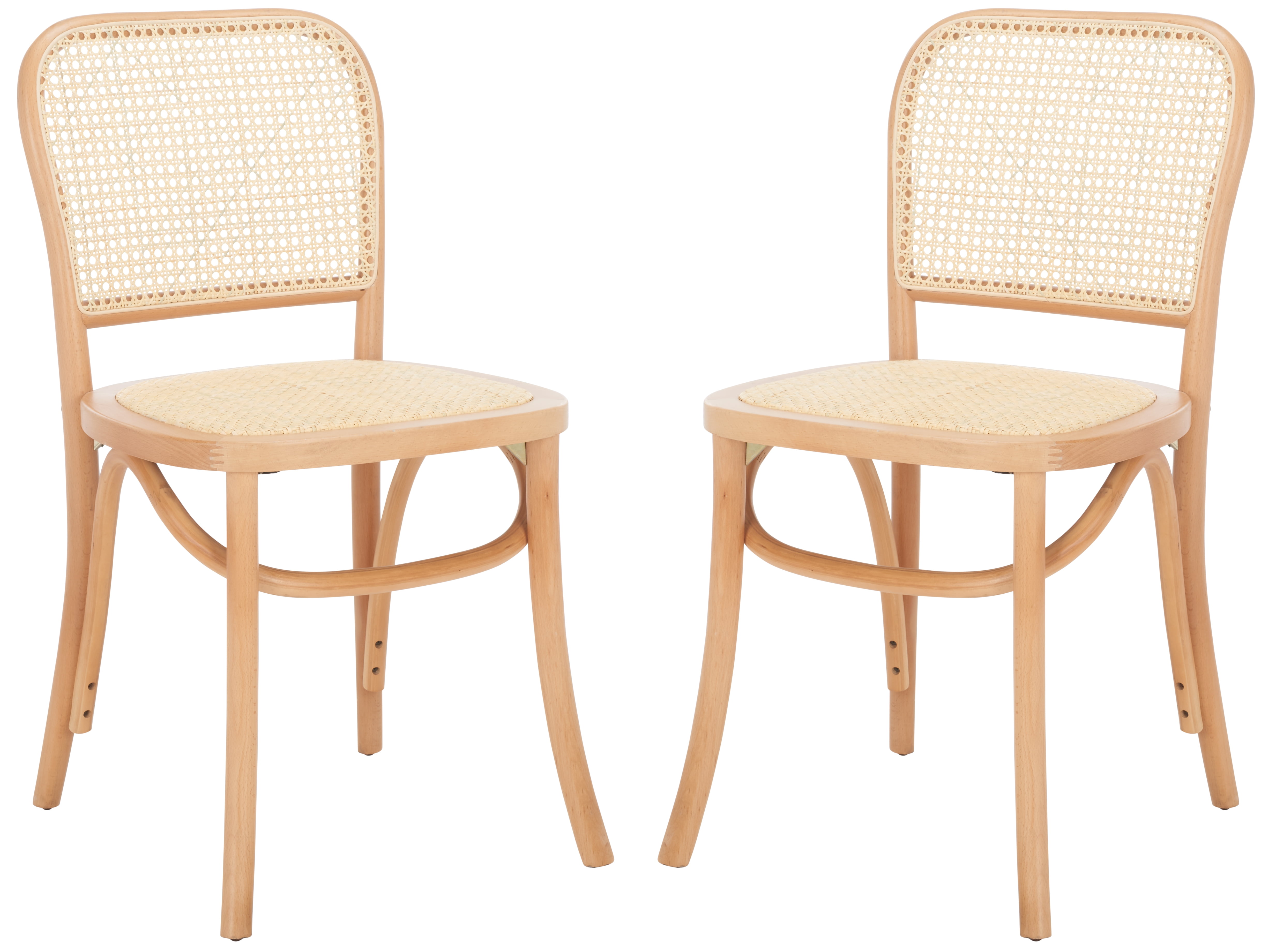 Natural Cane and Wood Side Chair Set