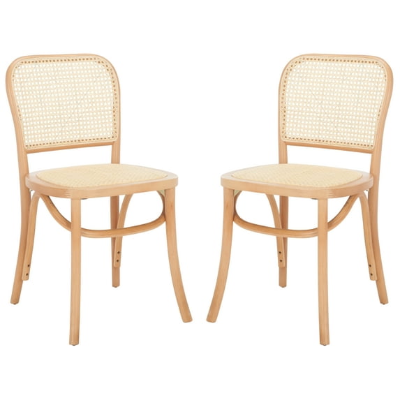 SAFAVIEH Keiko Coastal Wood Solid Dining Bistro Chair, Natural (Set of 2)