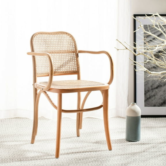 SAFAVIEH Keiko Nautical Solid Cane Dining Chair, Natural