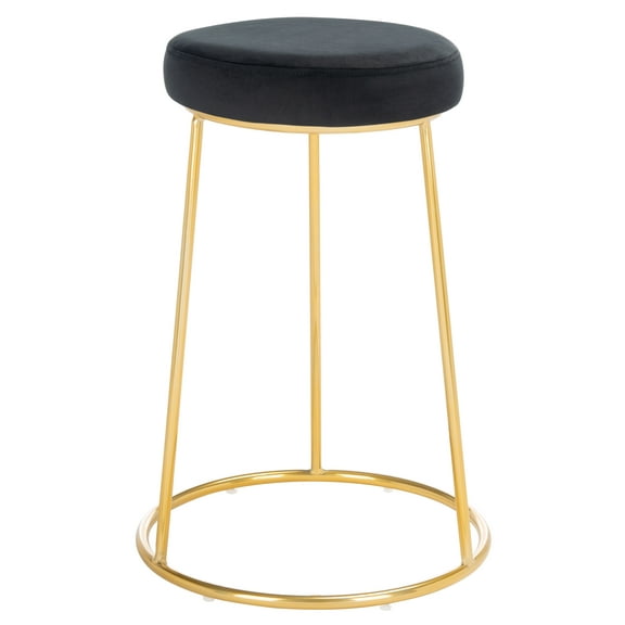 SAFAVIEH Kellie Round Backless Counter Stool, Black/Gold