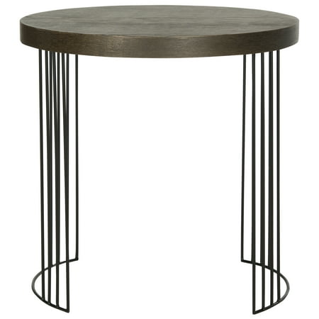 SAFAVIEH Kelly Mid-Century Solid Side Table, Dark Brown/Black