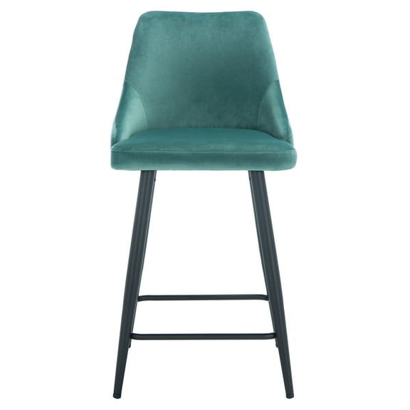 SAFAVIEH Kelsey Square Mid Back Counter Stool, Seafoam/Black