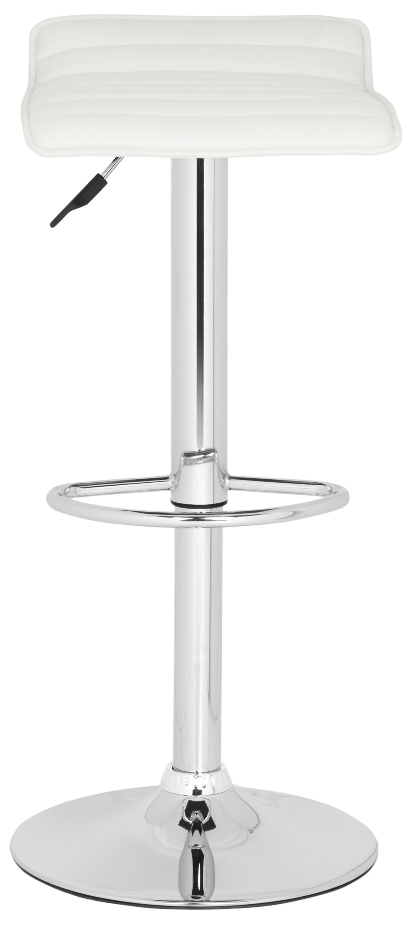Kemonti White Adjustable Swivel Bar Stool with Chrome Base