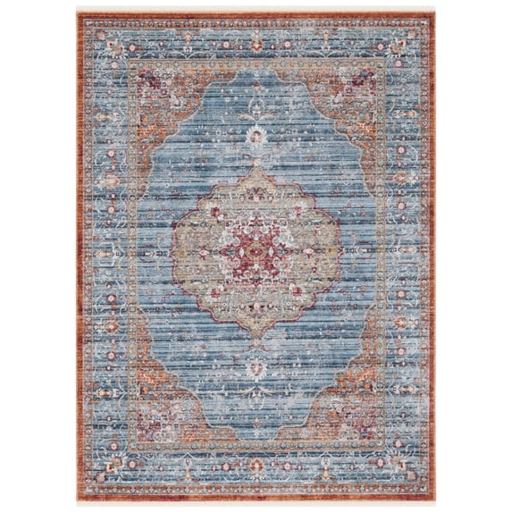 SAFAVIEH Kenitra Georgiana Geometric Polyester Area Rug, Blue/Red, 2'2" x 4'