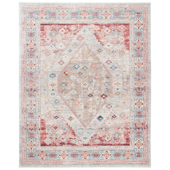 SAFAVIEH Kenitra Jarrod Oriental Polyester Area Rug, Grey/Blue, 9' x 12'