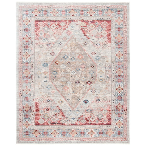 SAFAVIEH Kenitra Jarrod Oriental Polyester Area Rug, Grey/Blue, 9' x 12'