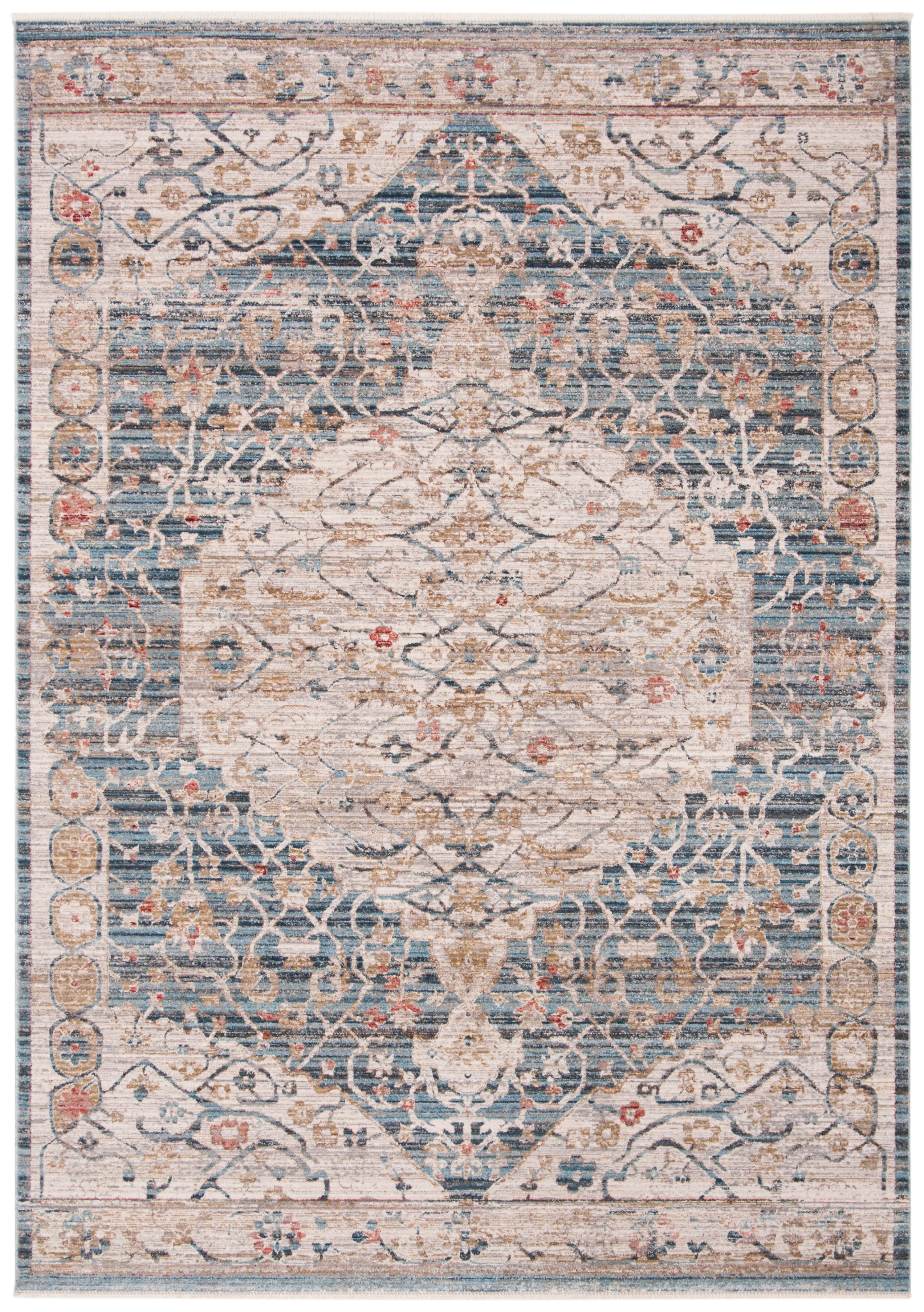 Kenitra Blue and Ivory Medallion Synthetic 10' x 14' Rug