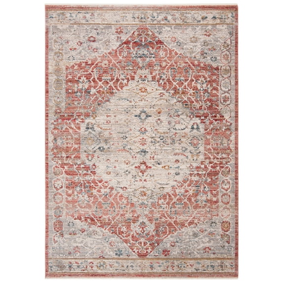 SAFAVIEH Kenitra Jermaine Oriental Polyester Area Rug, Pink/Grey, 10' x 14'
