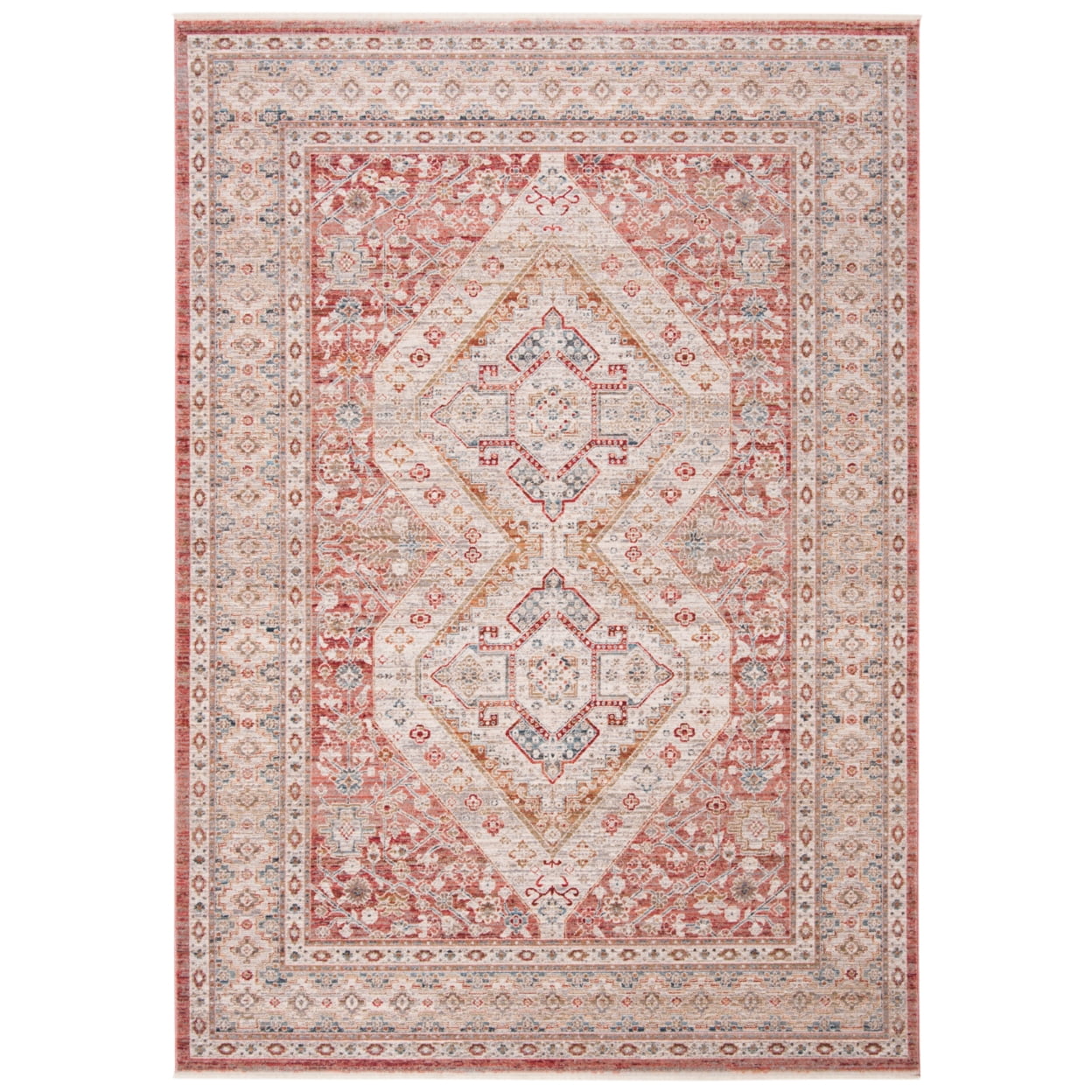 Kenitra Gray and Pink Medallion Synthetic Area Rug