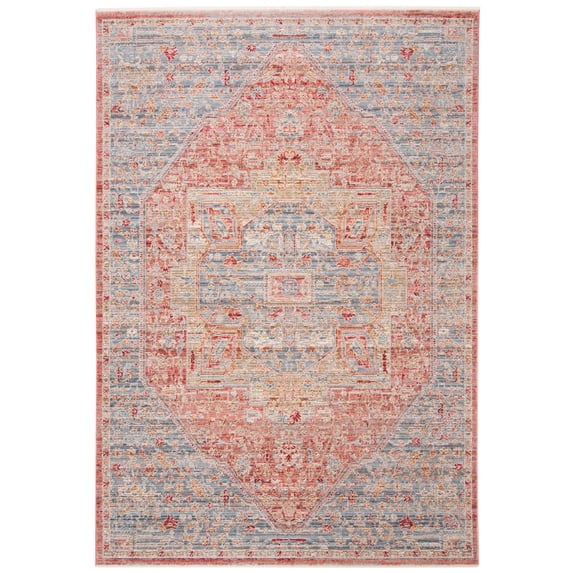 SAFAVIEH Kenitra Wayne Geometric Polyester Area Rug, Blue/Pink, 5' x 8'
