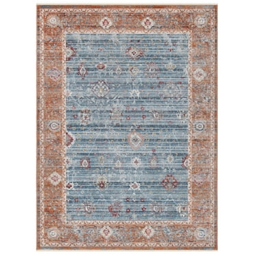 SAFAVIEH Kenitra Xzavier Geometric Polyester Area Rug, Blue/Red, 8' x 10'