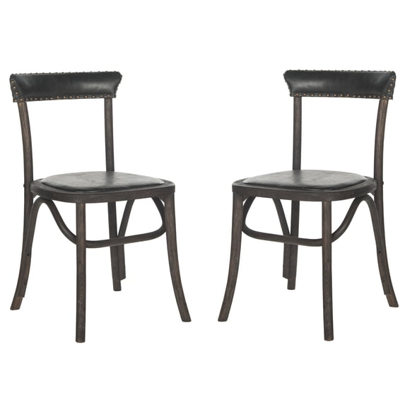 SAFAVIEH Kenny Contemporary Wood Solid Dining Bistro Chair, Antique Black (Set of 2)