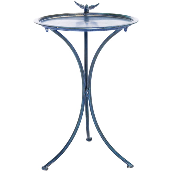 SAFAVIEH Kensi Solid Rustic Outdoor Patio Bird Bath, Antique Blue