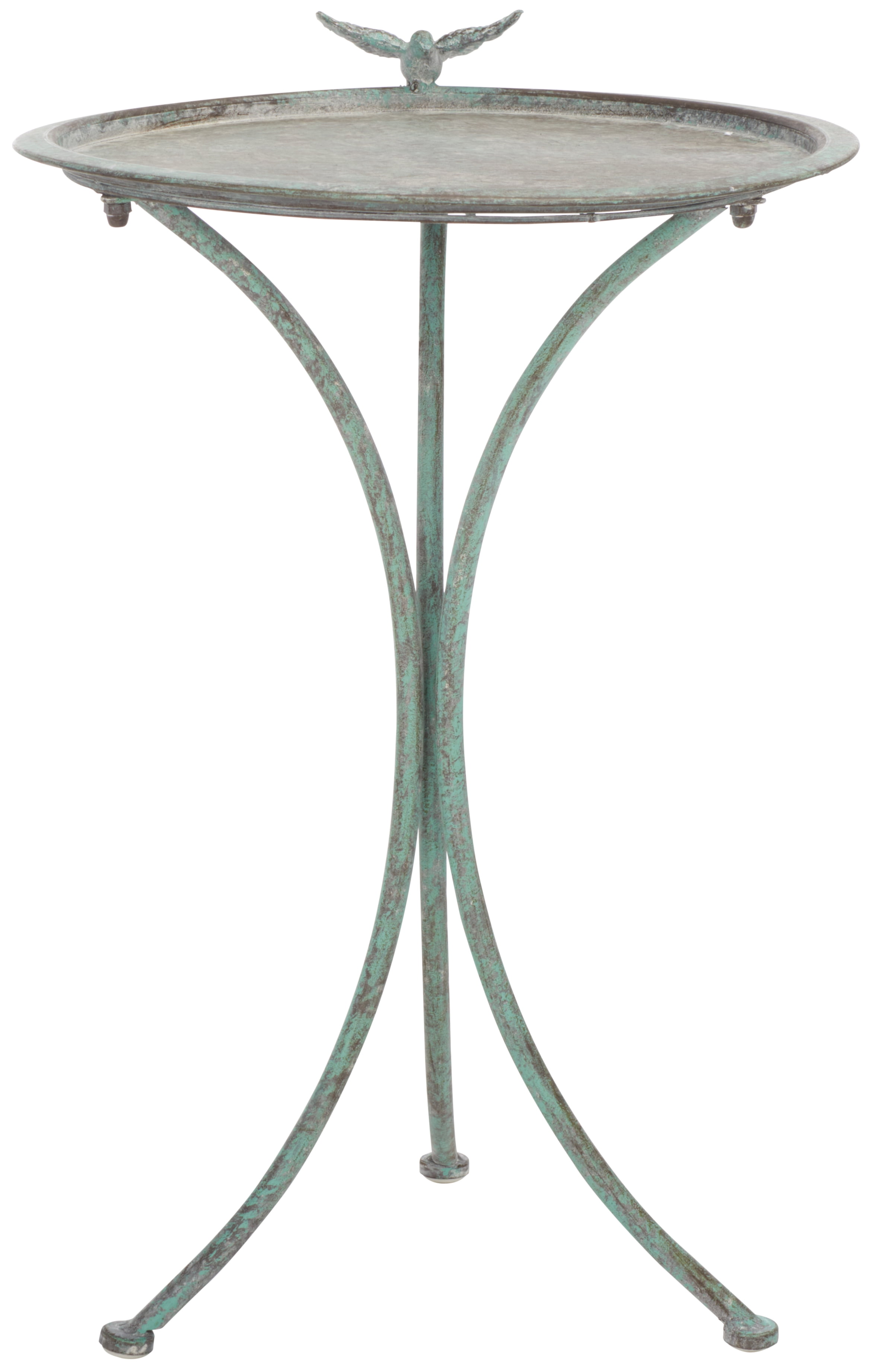 SAFAVIEH Kensi Solid Rustic Outdoor Patio Bird Bath, Antique Green