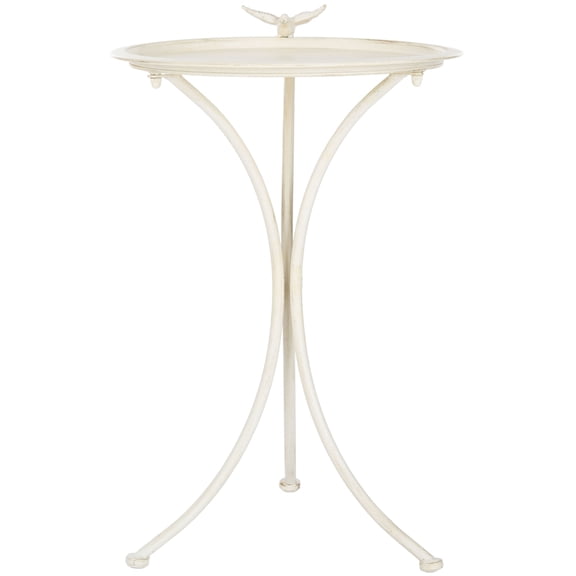 SAFAVIEH Kensi Solid Rustic Outdoor Patio Bird Bath, Pearl White