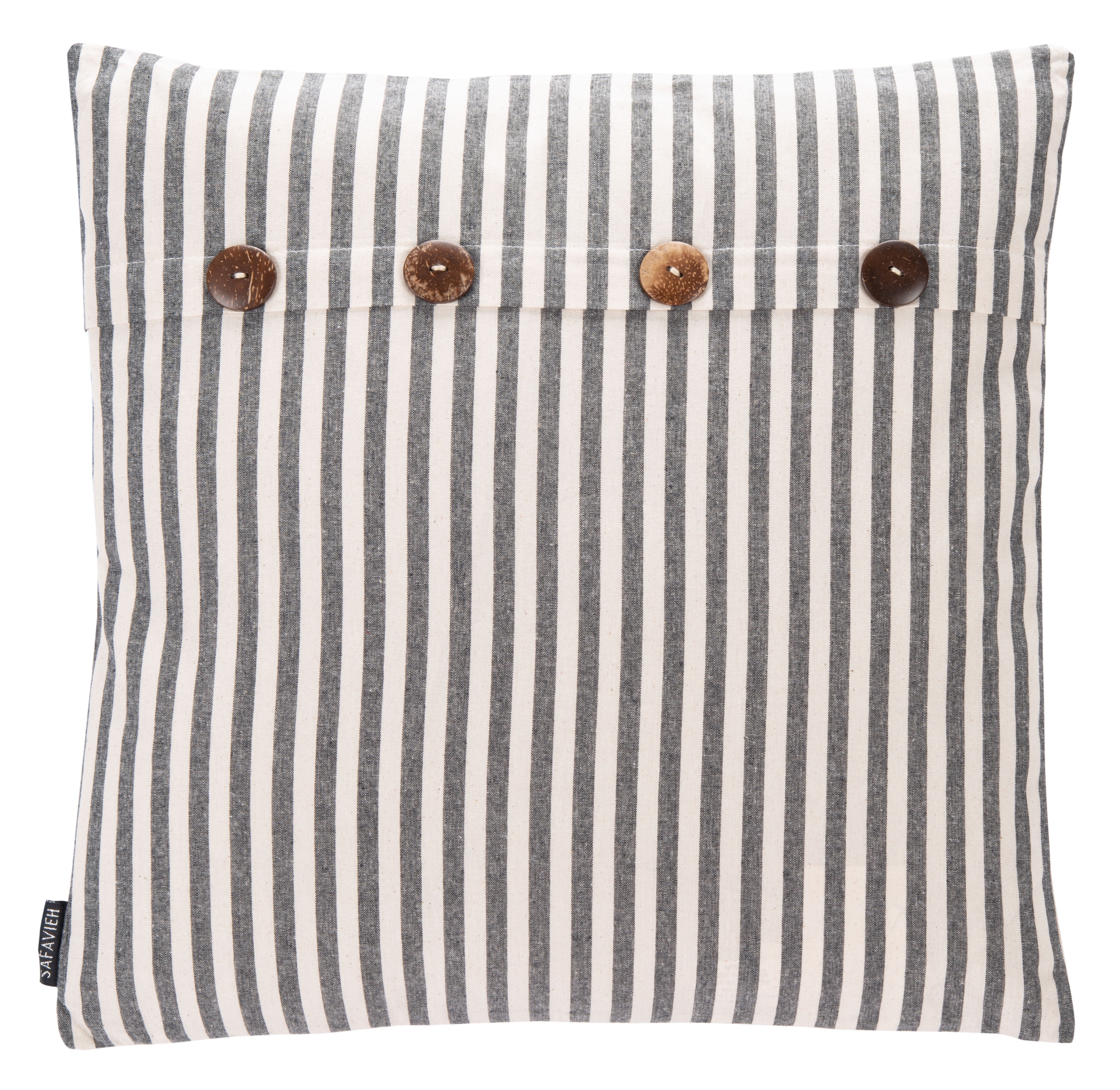 Kensing Black and White Striped Cotton Throw Pillow