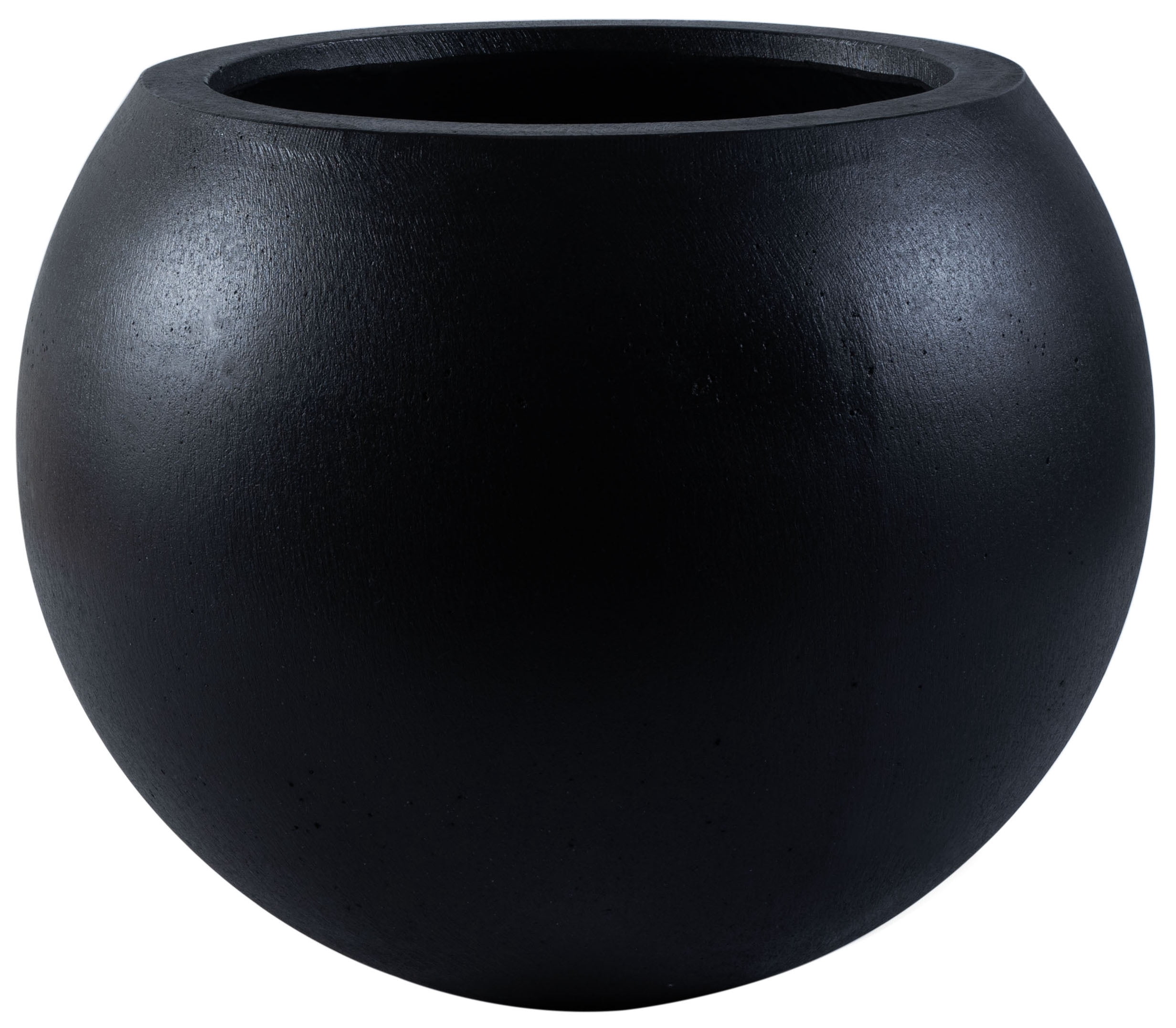 Safavieh Kenslia 24" x 24" x 20" Round Black Concrete Ficonstone Contemporary Plant Planter with Weather-Resistant