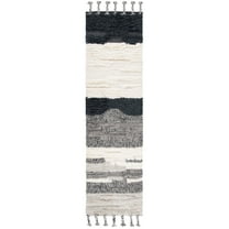 SAFAVIEH Kenya Adrasteia Striped Wool Runner Rug, Ivory/Grey, 2'3" x 8'