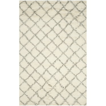 SAFAVIEH Kenya Alaia Geometric Diamonds Wool Area Rug, Ivory/Grey, 6' x 9'