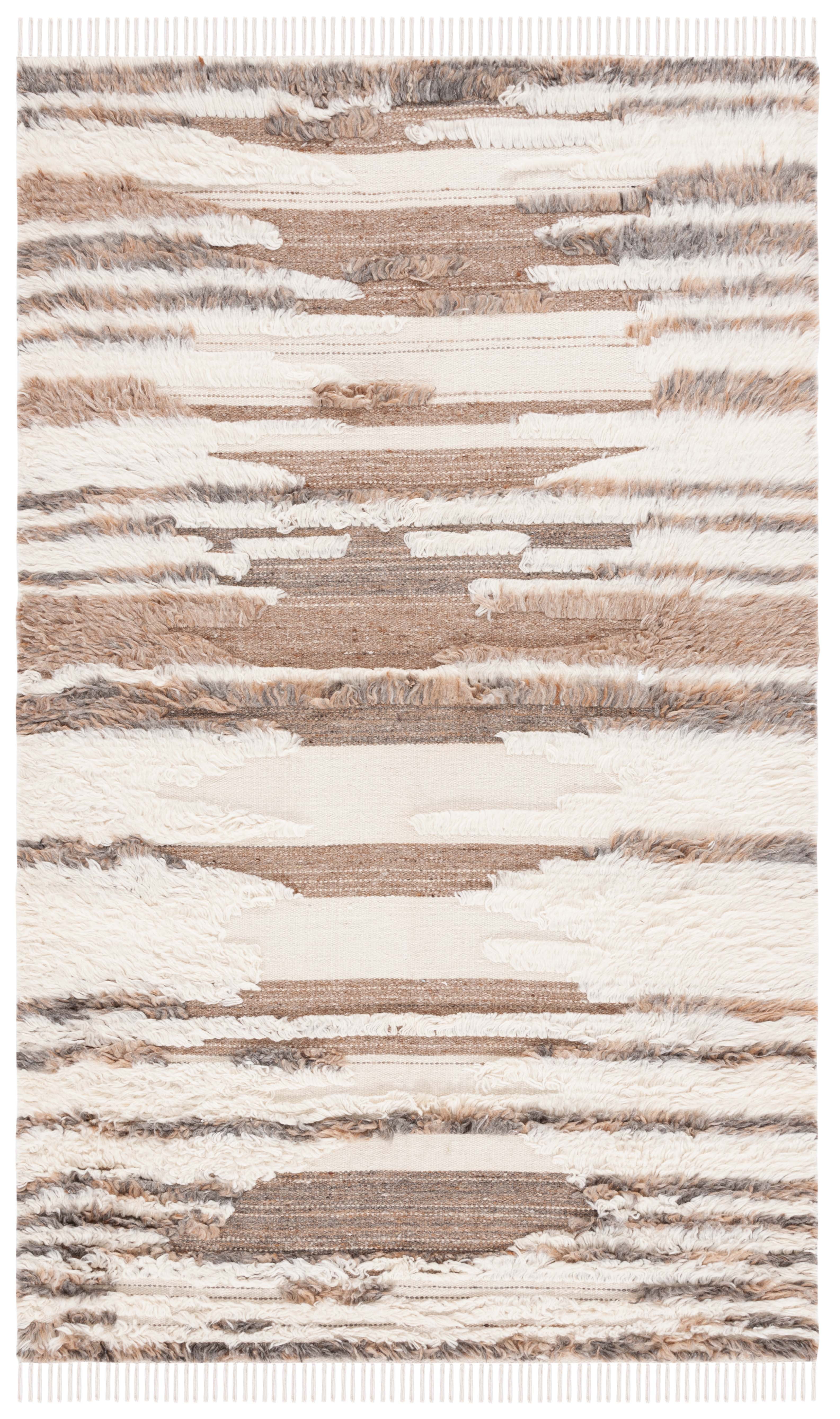 SAFAVIEH Kenya Alana Geometric Area Rug, Ivory/Brown, 4' x 6'