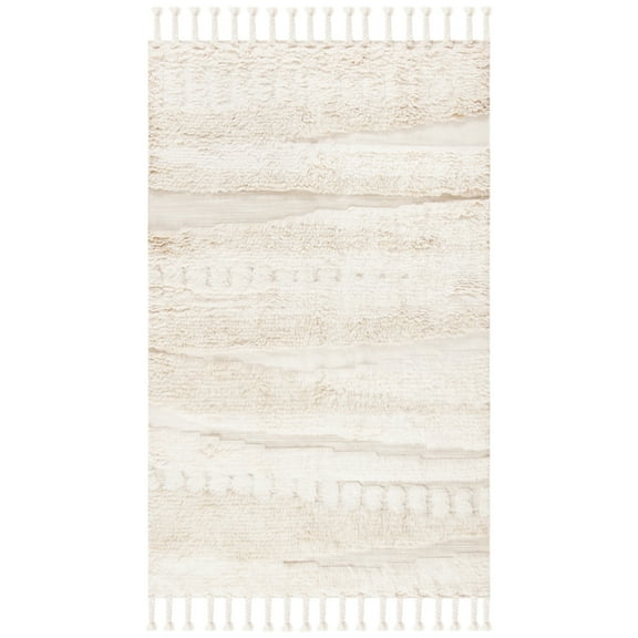 SAFAVIEH Kenya Annabelle Solid Wool Area Rug, Ivory/Beige, 10' x 14'