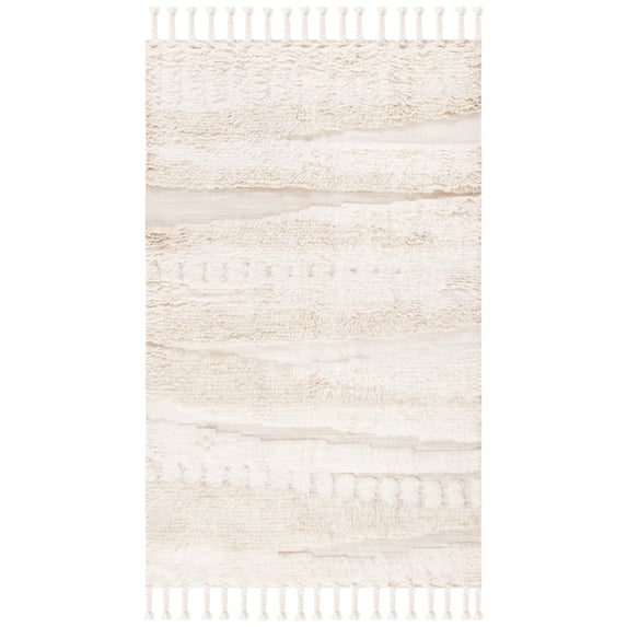 SAFAVIEH Kenya Annabelle Solid Wool Area Rug, Ivory/Beige, 2' x 3'