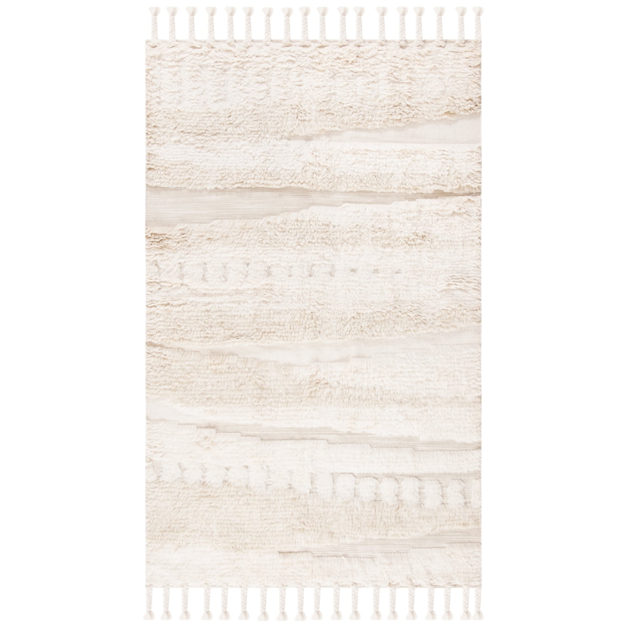 Ivory Hand-Knotted Wool 4' x 6' Rectangular Area Rug