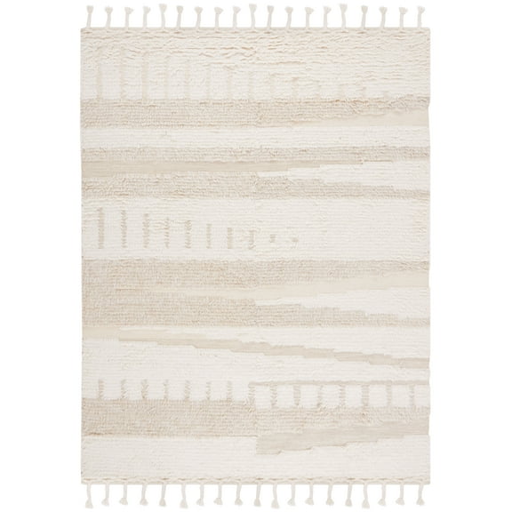 SAFAVIEH Kenya Annabelle Solid Wool Area Rug, Ivory/Beige, 8' x 10'
