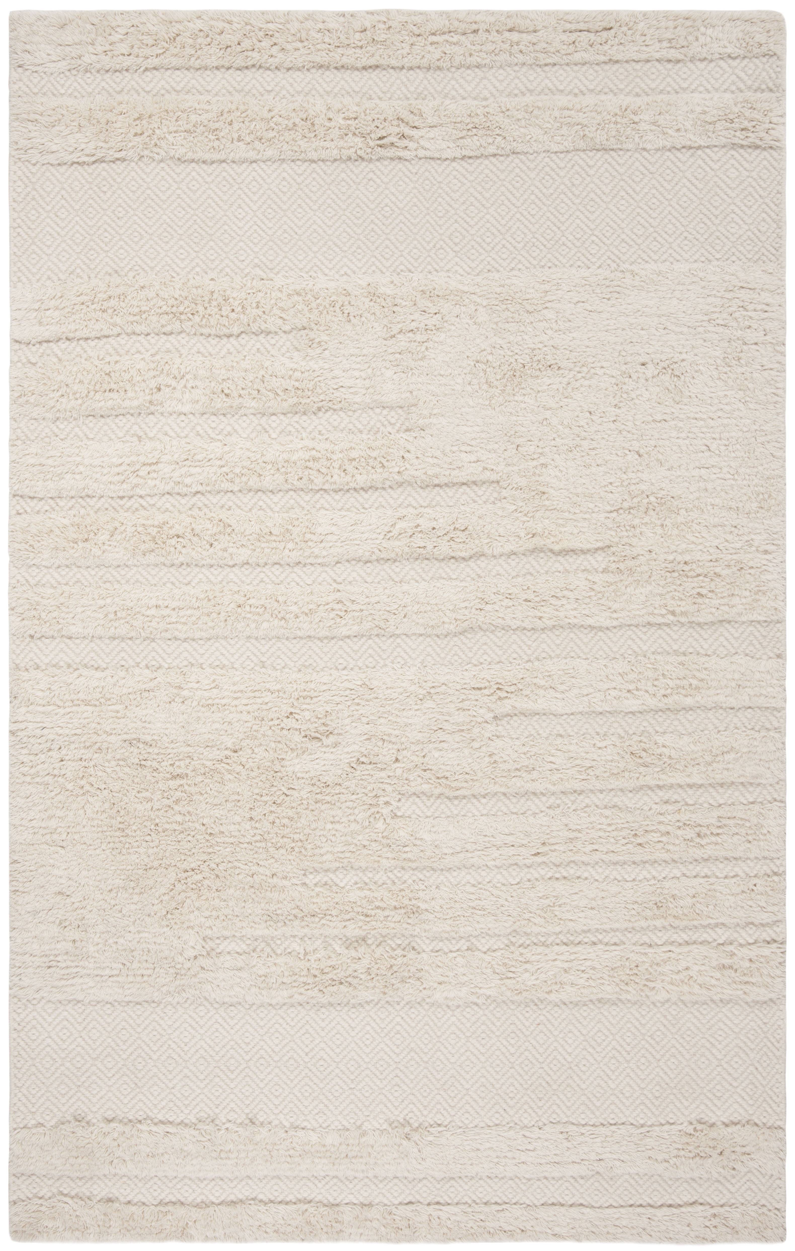 Ivory Hand-Knotted Wool and Cotton 4' x 6' Rug