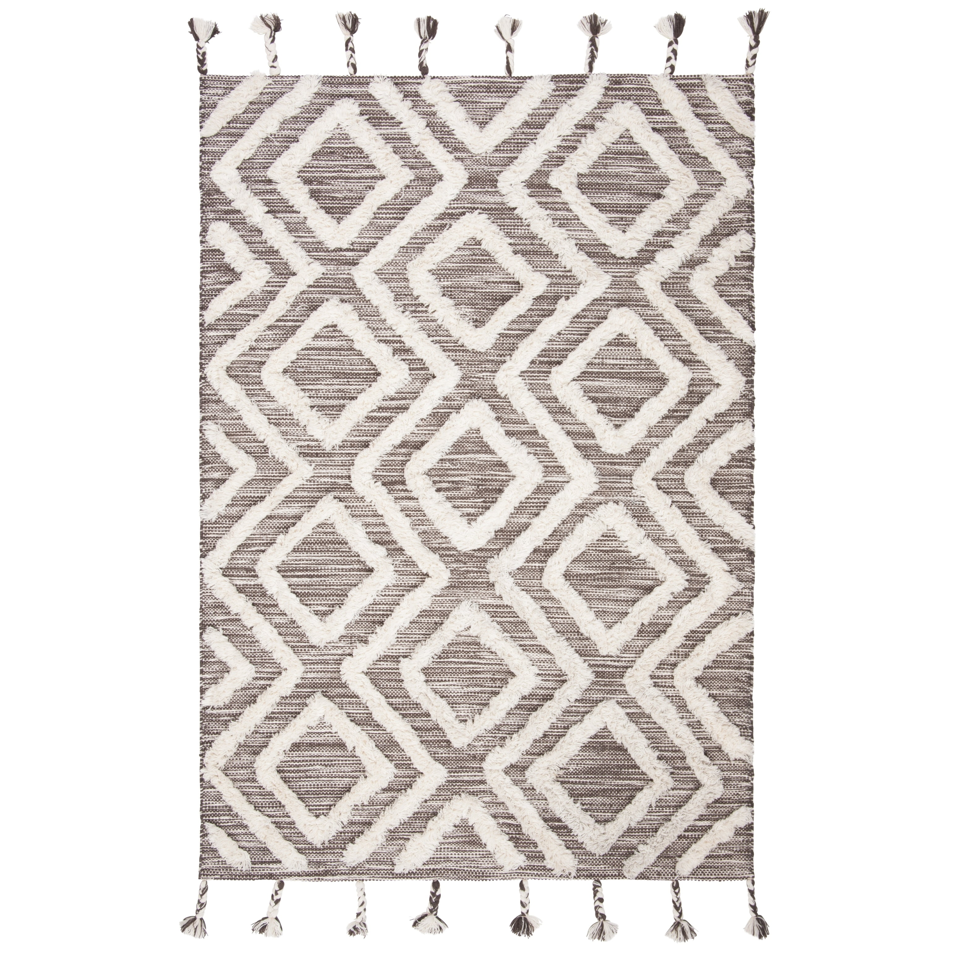 Kenya Hand-Knotted Brown and Ivory Wool Area Rug