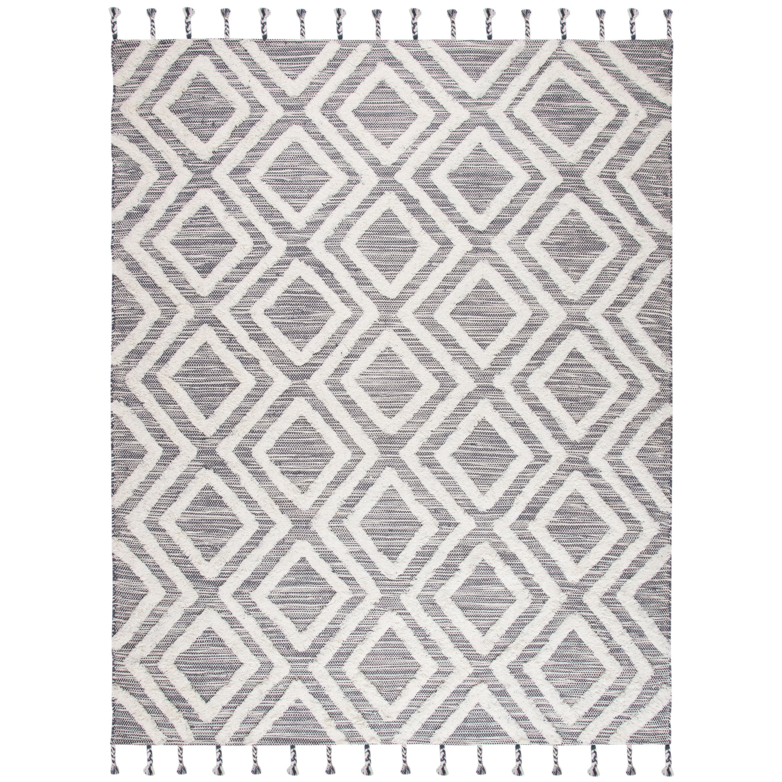 SAFAVIEH Kenya Arline Geometric Wool Area Rug, Grey/Ivory, 8' x 10'