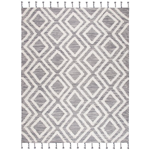 SAFAVIEH Kenya Arline Geometric Wool Area Rug, Grey/Ivory, 9' x 12'