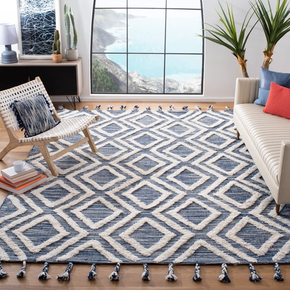 Safavieh Kenya Arline Geometric Wool Area Rug, Navy/Ivory, 9' x 12'