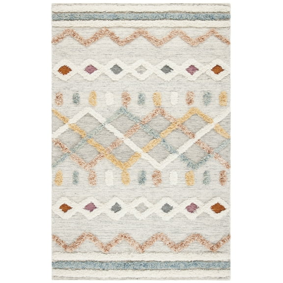 SAFAVIEH Kenya Arturas Southwestern Wool Area Rug, Ivory/Blue, 2' x 3'