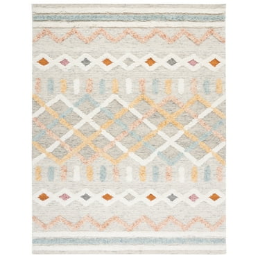 SAFAVIEH Kenya Arturas Southwestern Wool Area Rug, Ivory/Blue, 8' x 10'