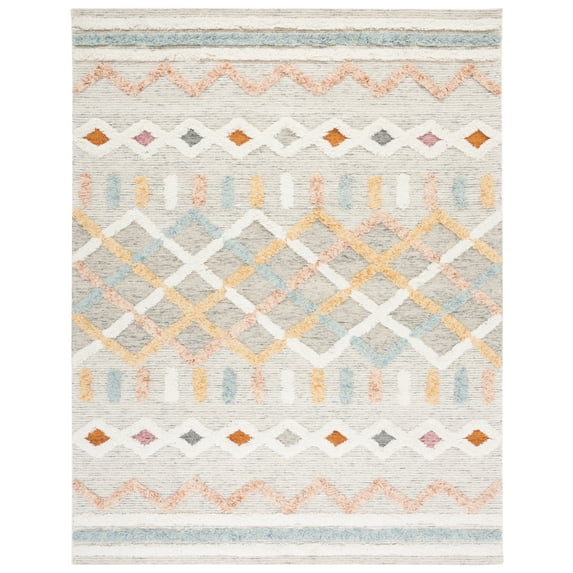 SAFAVIEH Kenya Arturas Southwestern Wool Area Rug, Ivory/Blue, 8' x 10'