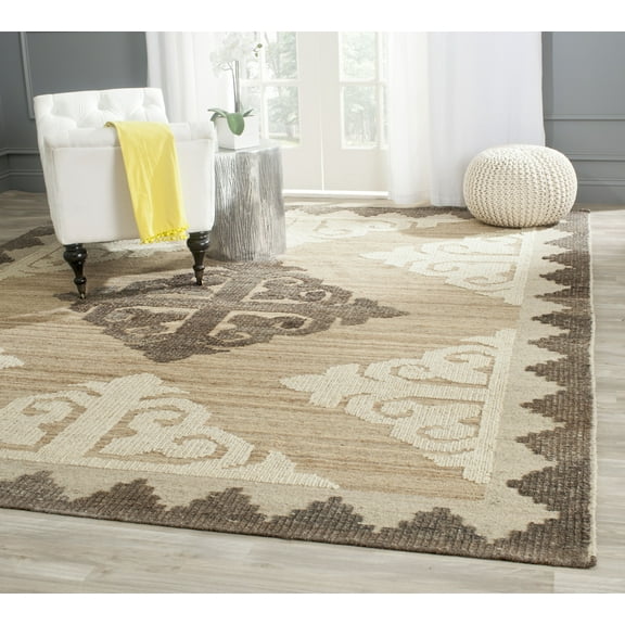 SAFAVIEH Kenya Atanas Braided Geometric Area Rug, Brown/Charcoal, 4' x 6'