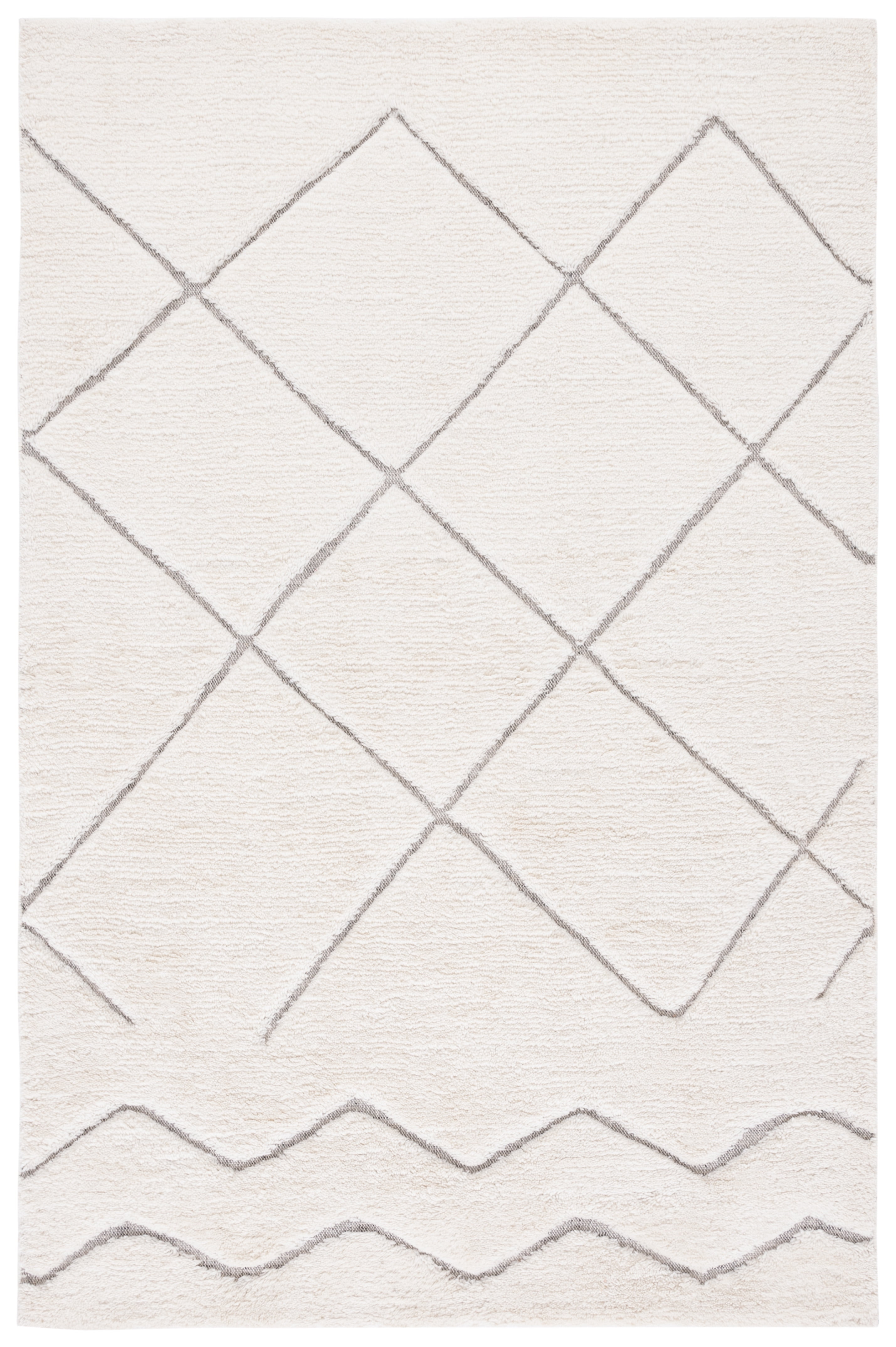 Ivory and Gray Hand-Knotted Wool Area Rug
