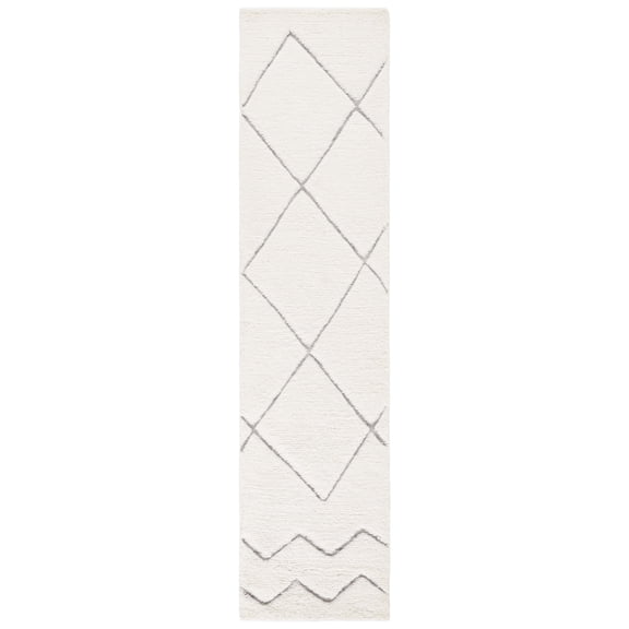 SAFAVIEH Kenya Autumn Diamond Runner Rug, Ivory/Gray, 2'3" x 9'