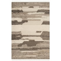 SAFAVIEH Kenya Bevin Braided Abstract Fringe Area Rug, Ivory/Grey, 3' x 5'