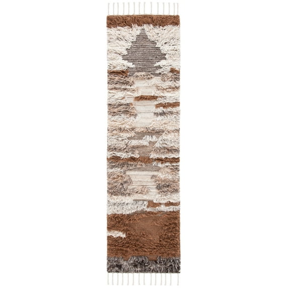 SAFAVIEH Kenya Bijar Camouflage Runner Rug, Grey/Brown, 2'3" x 6'
