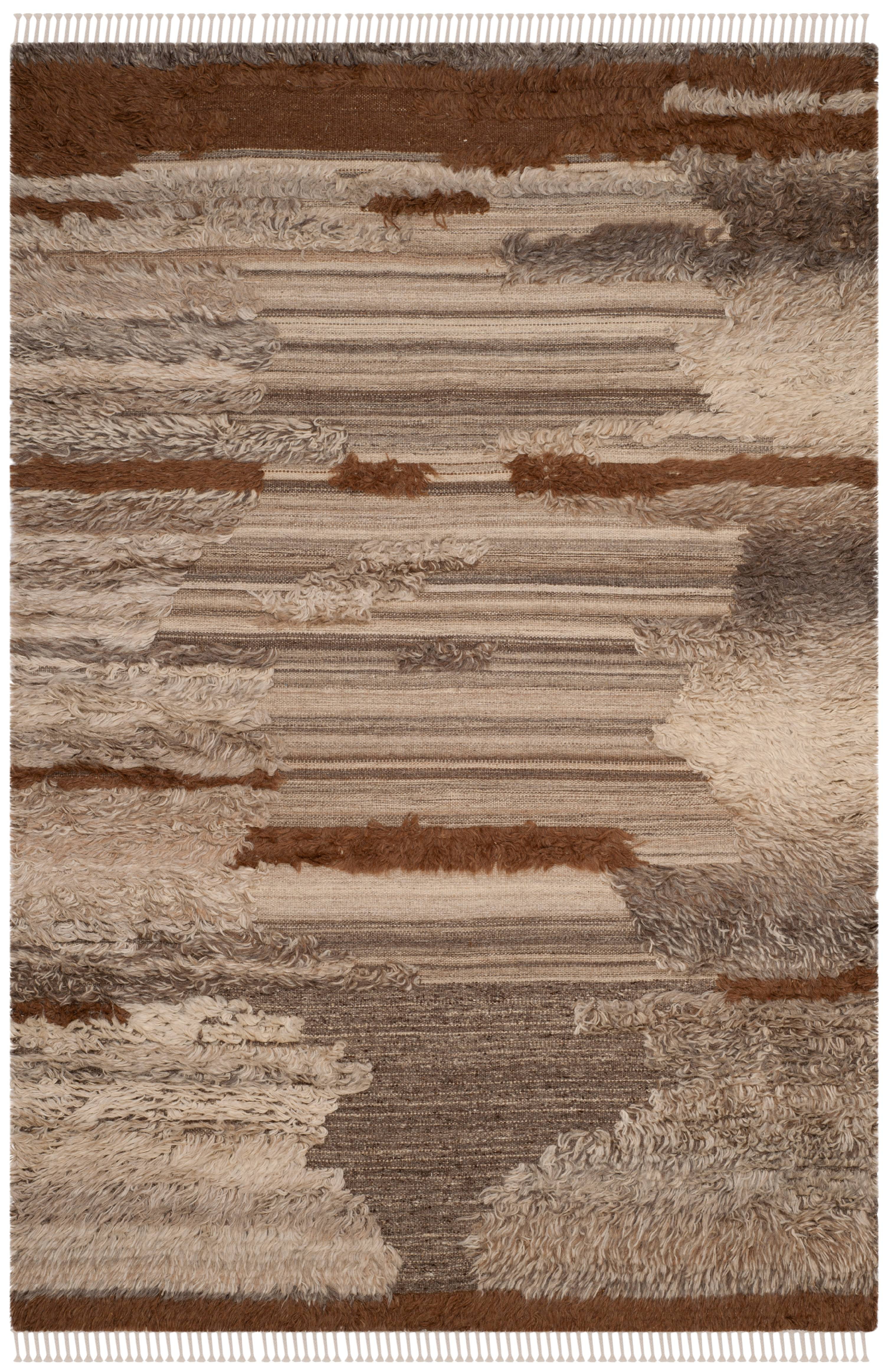 Gray Hand-Knotted Wool Small Rug with Textured Accent