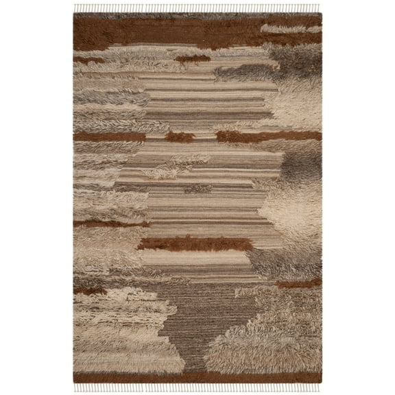 SAFAVIEH Kenya Bijar Iris Braided Abstract Fringe Area Rug, Grey/Brown, 3' x 5'