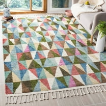 SAFAVIEH Kenya Blazhe Braided Geometric Fringe Area Rug, Multi, 6' x 9'