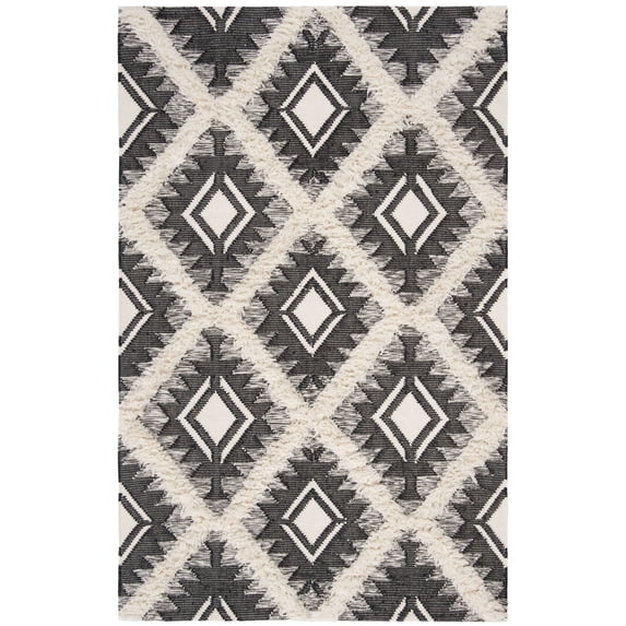 SAFAVIEH Kenya Brandt Geometric Diamonds Area Rug, Black/Ivory, 8' x 10'