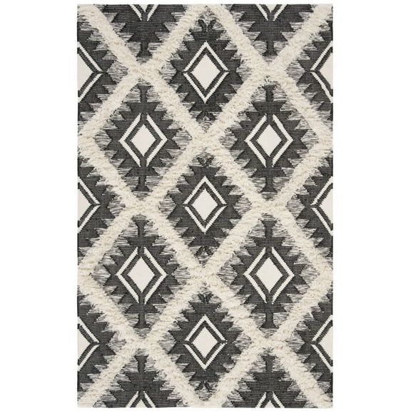 SAFAVIEH Kenya Brandt Geometric Diamonds Area Rug, Black/Ivory, 9' x 12'